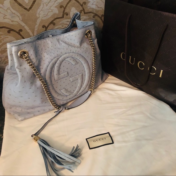 gucci bag with ostrich leather - Picture 1 of 9